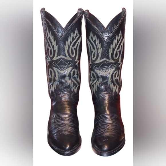 Vintage Justin Mens Leather Cowboy Boots Style 9036 Size 9D Made in U.S.A. - Picture 2 of 9